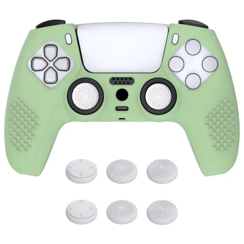 Vista 17 de eXtremeRate PlayVital Aqua Green 3D Studded Edition Anti-Slip Silicone Cover Skin for ps5 Controller, Soft Rubber Case for PS5 Wireless Controller