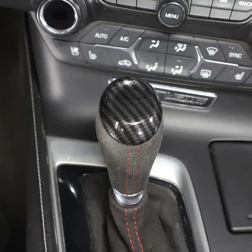 Vista 4 de Accesorios interiores para Chevrolet Corvette C7 2014-2019, accesorios de ajuste de cubierta de la cabeza de la palanca de cambios, accesorios