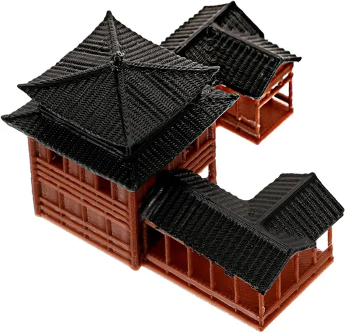 Vista 9 de B0D5DC8MHG Estatua japonesa en miniatura, decoración de pecera de plástico hecha a mano, adorno de jardín asiático, modelo de arquitectura antigua