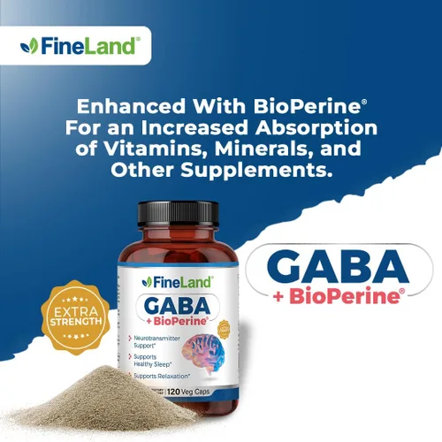 Vista 2 de FineLand GABA + BioPerine® - Suplemento de ácido gamma-aminobutírico para relajación y calma diaria Apoya el bienestar emocional, vegano, 120