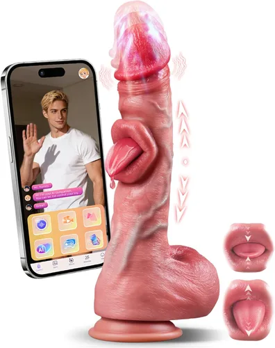 Vista 9 de Consoladore de penetración con vibrador - Juguetes sexuales de silicona realista para estimulación del punto G y anal, 8 modos de penetración, 10