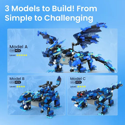 Vista 6 de OASO Kit de construcción de dragones, regalos STEM para niños de 8 a 12