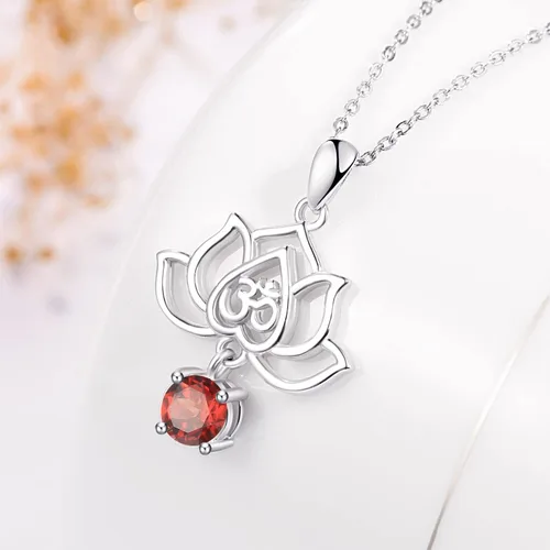 Vista 3 de TANGPOET Chakra Necklace Sterling Silver Lotus Pendant Necklace Healing Crystal Dragonfly Jewelry Birthday Christmas Gifts for Women Mom Daughter
