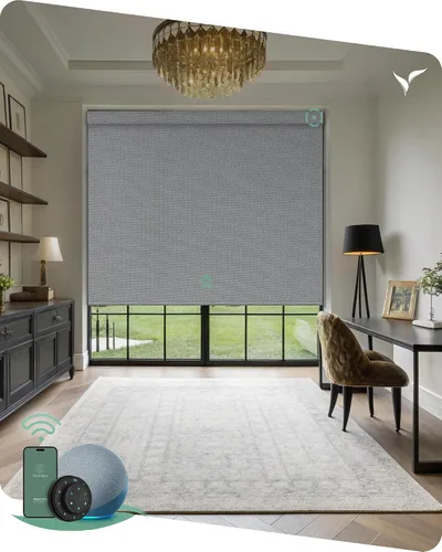 Vista 35 de Yoolax Persianas motorizadas con control remoto, persianas inteligentes opacas con control remoto, cortinas eléctricas compatibles con Alexa