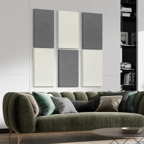 Vista 2 de Panel de pared de fibra de vidrio de 23.62 x 11.81 x 2 pulgadas, paquete de 4 paneles acústicos, paneles acústicos absorbentes de sonido para Beige