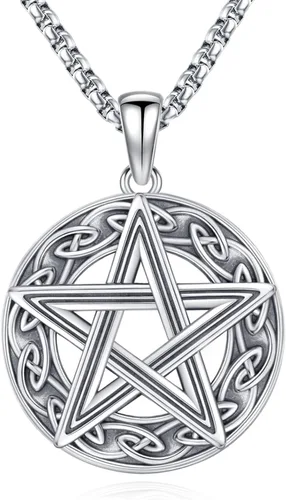 Vista 22 de Joyería Mágica para Mujeres y Hombres Nudo de Bruja Plata 925 Original Collar de Nudo de Bruja Tetragrammaton Hecate Collar Lilith Collar Pentagrama