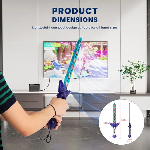 Vista 6 de Sword Handle Grip, CODOGOY Sword Game Accessories Compatible with Nintendo Switch OLED Nintendo Switch, for Switch Sports Chambara (Swordplay), with