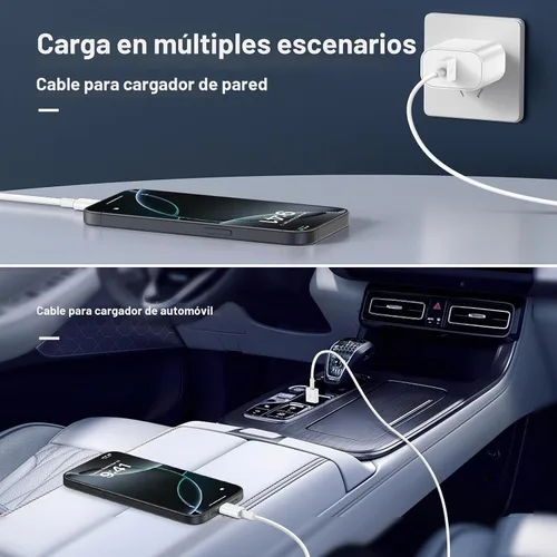 Vista 7 de Cable Carplay de coche para iPhone 17 16 15 Pro Max Plus, paquete de 4 [2x3.3 pies+2x6 pies] Cable Apple USB A a USB C para iPhone 17 16 15 Pro Max