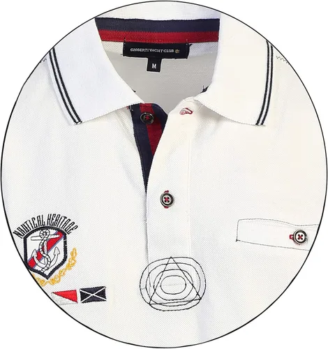 Vista 4 de Gioberti Polo de piqué para hombre, ajuste ajustado, 9513 Blanco, L
