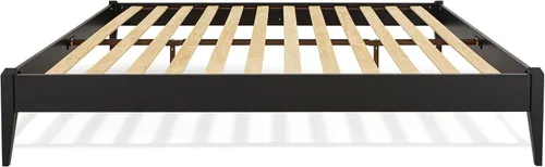 Vista 4 de Bme Dinkee - Marco de cama de plataforma Queen de madera de 15 pulgadas, marco de cama de madera maciza, estilo moderno y minimalista, soporte de 12