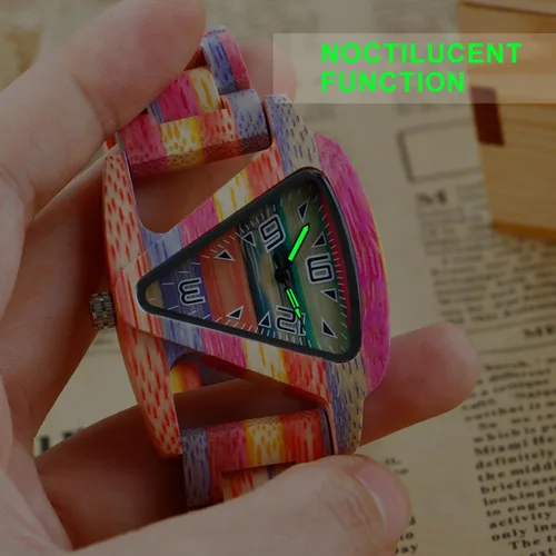 Vista 3 de Tiong Reloj de madera para mujer con correa de madera, cuarzo analógico, diseño clásico, colorido reloj de pulsera de bambú para damas, parejas..