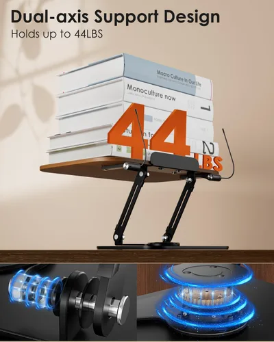 Vista 6 de aboutool - Soporte ajustable para libros con base giratoria de 360° y clips de página, soporte plegable para libros de cocina, soporte para libros