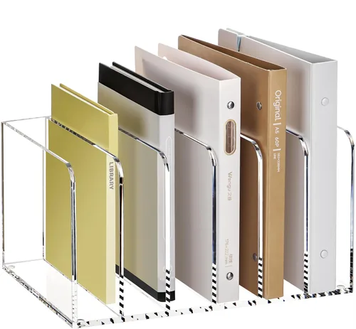 Vista 9 de YUXUN Soporte de acrílico para archivos, organizador de escritorio transparente para archivos, revistas, carpetas, cuadernos, sobres, almacenamiento