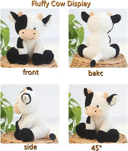 Vista 3 de NatureMan Muñeca de vaca de peluche suave de simulación de vaca para niños y niñas, gran regalo de cumpleaños, 9 pulgadas