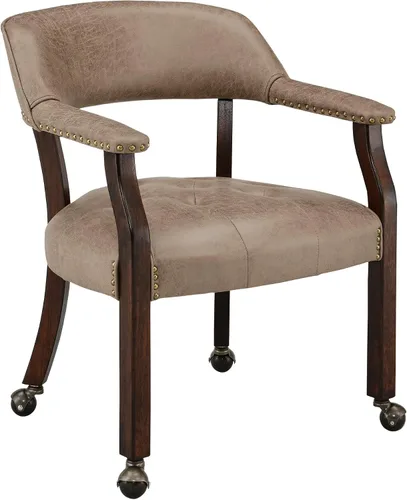 Vista 20 de LEEMTORIG Sillas de comedor con ruedas y brazos, Sillas de comedor con ruedas, Sillas de mesa de póker, Sillas de madera maciza Boss Caption's Patas