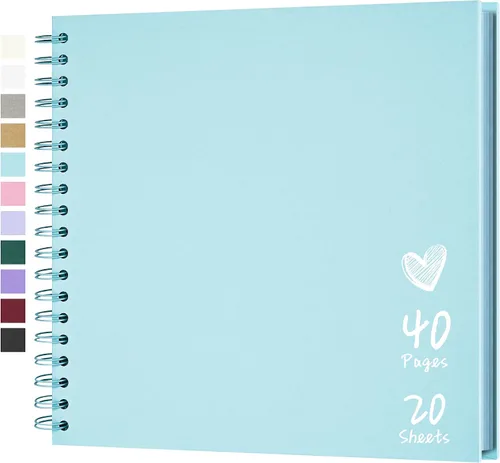 Vista 37 de Álbum de recortes de 7 x 7 pulgadas, álbum de recortes DIY de tapa dura de papel kraft, álbumes de fotos, 40 páginas, perfecto para fotos de 4 x 6