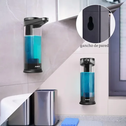 Vista 6 de AIKE Dispensador automático de jabón líquido recargable de 17 onzas para jabón de platos, color negro