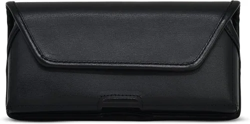 Vista 3 de Turtleback Funda diseñada para Galaxy Z Fold6 Fold 5 Fold 4 con funda delgada para cinturón horizontal, bolsa de cuero negro con clip ejecutivo