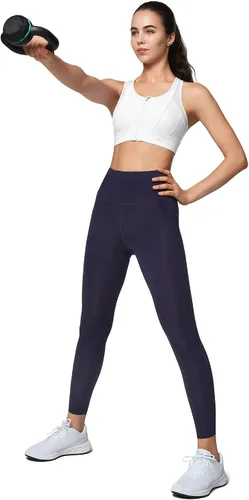 Vista 7 de Yvette Sujetador deportivo de alto impacto con cremallera frontal de malla, espalda cruzada, para entrenamiento, de alto soporte, para mujeres