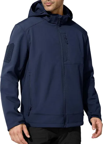 Vista 9 de FREE SOLDIER Chaqueta ligera con capucha impermeable para hombre, con forro polar, para invierno, con capucha, resistente al agua, para senderismo