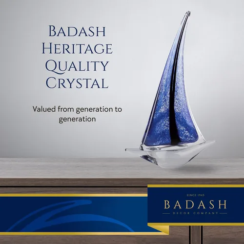 Vista 6 de Badash Decoración de mesa de escultura de velero de cristal estilo Murano Arco iris