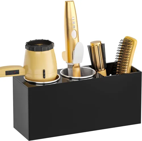 Vista 8 de NIUBEE Organizador de herramientas de peinado de montaje en pared - Soporte de gabinete de baño para secadores, planchas planas, rizadores - Blanco