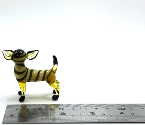 Vista 2 de Chihuahua - Figuras pequeñas en miniatura de vidrio soplado a mano, animales coleccionables, regalo para amantes de los perros, decoración del hogar
