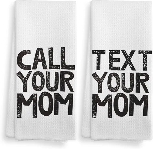 Vista 10 de Call Your Mom - Juego de 2 toallas de cocina y paños de cocina negros, toallas decorativas para baño, regalos de graduación, toallas de tela