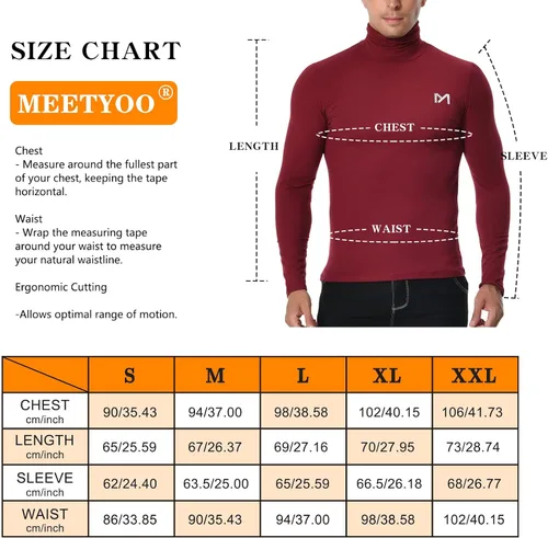 Vista 6 de MEETYOO Men's Thermal Turtleneck Long Sleeve Shirt,Lightweight Compression Pullover Underwear Breathable Baselayer