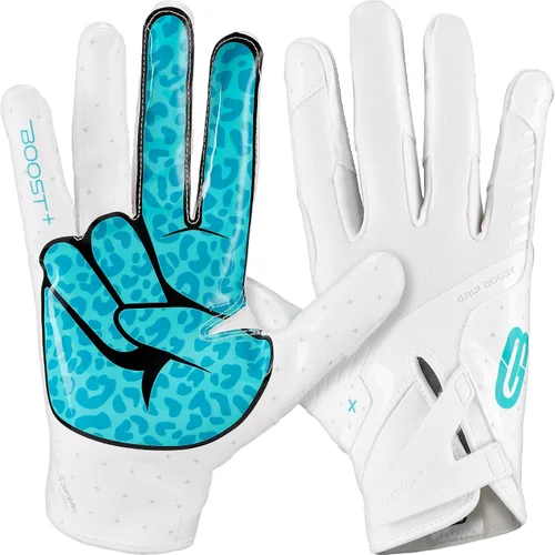 Vista 19 de Guantes de fútbol Grip Boost - Peace Stealth 6.0 Boost Plus Tecnología adhesiva - Guantes de fútbol para adultos y jóvenes para receptor abierto