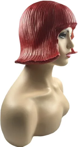 Vista 3 de MostaShow Rubber Wig Latex Full Head Cosplay Costume Halloween Wig for Women