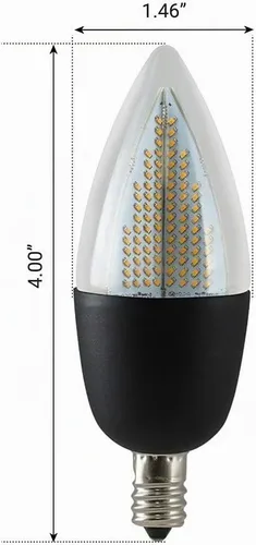 Vista 4 de [Usado] Euri Lighting - Foco de llama parpadeante, ECA9.5-2120fcb, candelabro decorativo CA9.5 con base E12, blanco cálido 1800K, no regulable, 1W