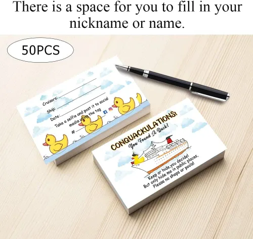Vista 2 de Etiqueta de patos, tarjeta de juego de patitos, etiquetas de crucero, paquete de 50 etiquetas de pato de 2 x 3.5 pulgadas, tarjetas de crucero