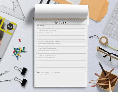 Vista 7 de Better Office Products To Do List Notepad, 8.5" x 11", Planning Note Pad, 50 Sheets, Double Wire Spiral, Daily Agenda Productivity Checklist