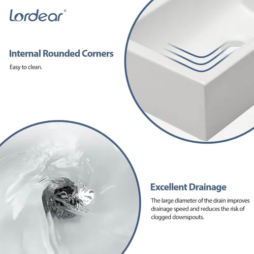 Vista 7 de Lordear Lavabo pequeño de baño montado en la pared, lavabo de esquina de baño de 15" x 7", lavabo flotante para lavado de manos colgado en la pared