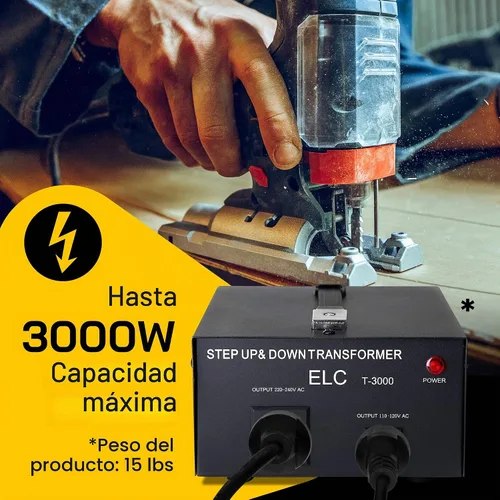Vista 4 de ELC Serie T Transformador Convertidor de Voltaje de 3000+ W - Paso Arriba/Abajo - Convertidor de Potencia 110 V a 220 V / 220 V a 110 V - Protección