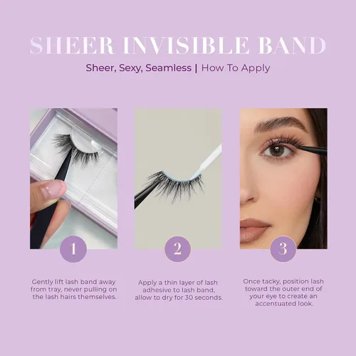 Vista 6 de Lilly Lashes Banda Transparente, Pestañas Postizas con Pestañas de Banda Invisible, Medias Pestañas de Aspecto Natural, Media Pestaña Estilo Ojo