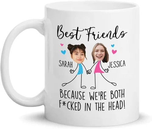 Vista 12 de Taza de cerámica personalizada con texto en inglés «Because Of You I Laugh A Little Harder Cry A Little Less And A Lot More», taza de café