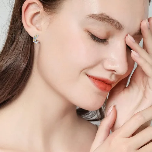 Vista 4 de Anchor & RudderDaisyFeatherTree of LifeButterflyHummingbirdHorseGiraffeHamsa Earrings S925 Sterling Silver Dangle Leverback Earrings for Women Girls