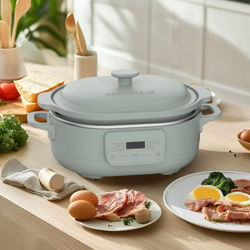 Vista 8 de Olla de cocción lenta programable de 4 cuartos con programación flexible y fácil, olla multicocción Claypot 8 en 1, recipiente extraíble, Oliva