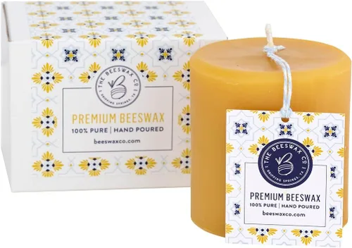 Vista 11 de The Beeswax Co. - Vela grande de cera de abejas de colmena – Perfumada a miel natural, de larga duración y ecológica, mecha de algodón, cera