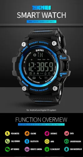 Vista 6 de FANMIS Reloj inteligente multifunción para hombre, podómetro, calorías, militares, deportes, Bluetooth, para Android, iPhone, rastreador