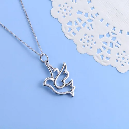 Vista 3 de DAOCHONG Collar con colgante de animal en corazón de plata esterlina S925 de 18 pulgadas