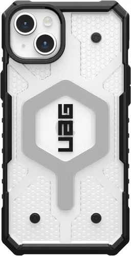 Vista 7 de URBAN ARMOR GEAR UAG - Funda compatible con iPhone 15 Plus de 6.7 pulgadas, Pathfinder Clear Ice/Silver con imán integrado compatible con carga