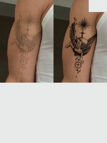 Vista 4 de Fallen Angel Juice Plant Ink - Tinta impermeable semipermanente y duradera, 2 semanas, calcomanías temporales de tatuajes para hombres y mujeres