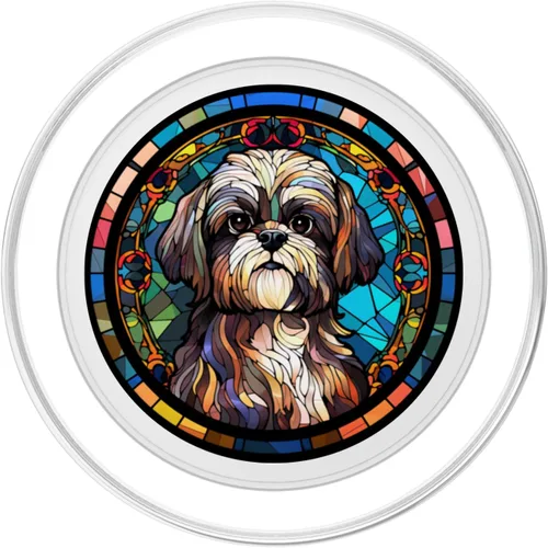 Vista 2 de Shih Tzu Dog - Vitrales de diseño artístico con diseño artístico PopSockets MagSafe PopGrip para iPhone