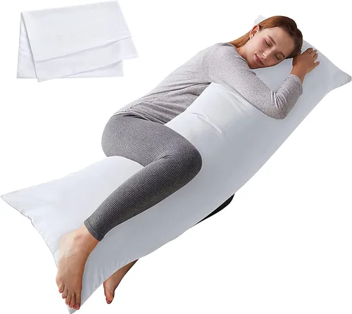 Vista 16 de ELNIDO QUEEN Almohada corporal con funda de almohada - Almohada de cama larga suave para adultos - Relleno de almohada de cuerpo completo Negro