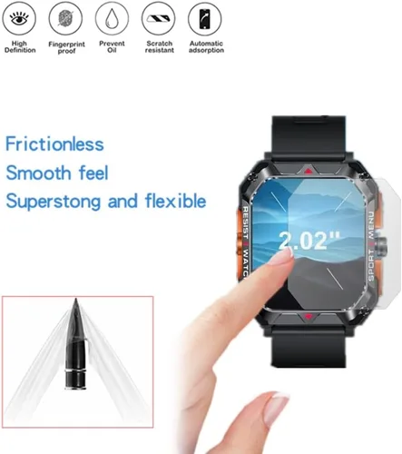 Vista 4 de Protector de pantalla compatible con relojes inteligentes FreeDvigor de 2.02 pulgadas, película protectora PET HD compatible