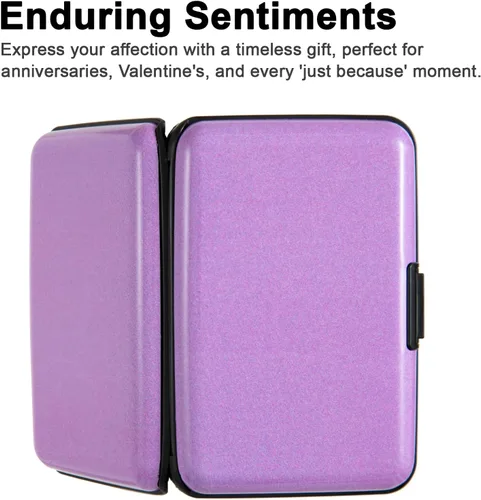 Vista 53 de Soporte para tarjetas de crédito, cartera metálica con bloqueo RFID para tarjetas de identificación para mujeres y hombres, funda rígida de aluminio