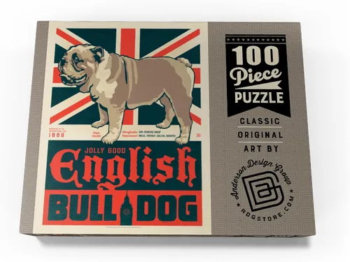 Vista 4 de MyPuzzle Bulldog inglés, póster vintage, rompecabezas de 100 piezas para adultos